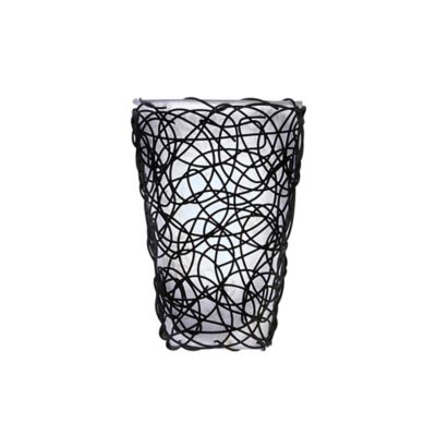 White Shade and Black Wicker Amber Flicker Wall Sconce - Bed Bath & Beyond